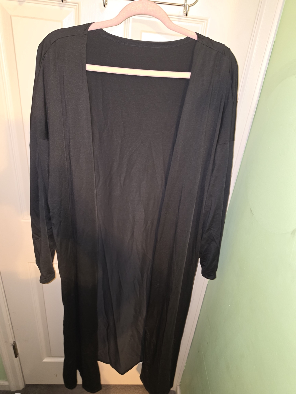 Classic Black Open-Front Long Cardigan